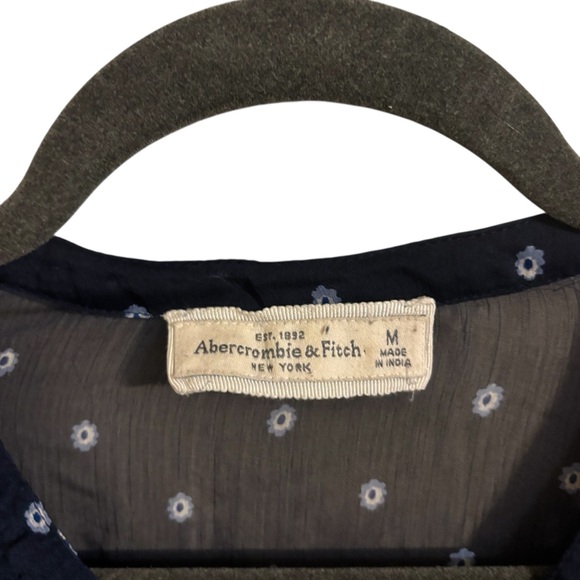 Abercrombie & Fitch‎ Y2K Sheer Blue Peasant Top Medium - Picture 4 of 6